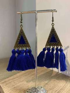 Load image into Gallery viewer, Bohemian Triangle and Long Tassel Colourful Earrings
