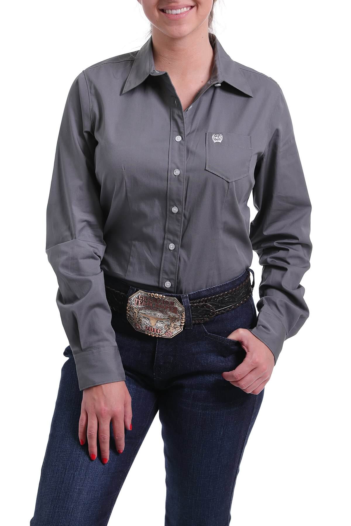 Load image into Gallery viewer, Women&amp;#39;s Cinch Grey Solid Shirt MSW9164029
