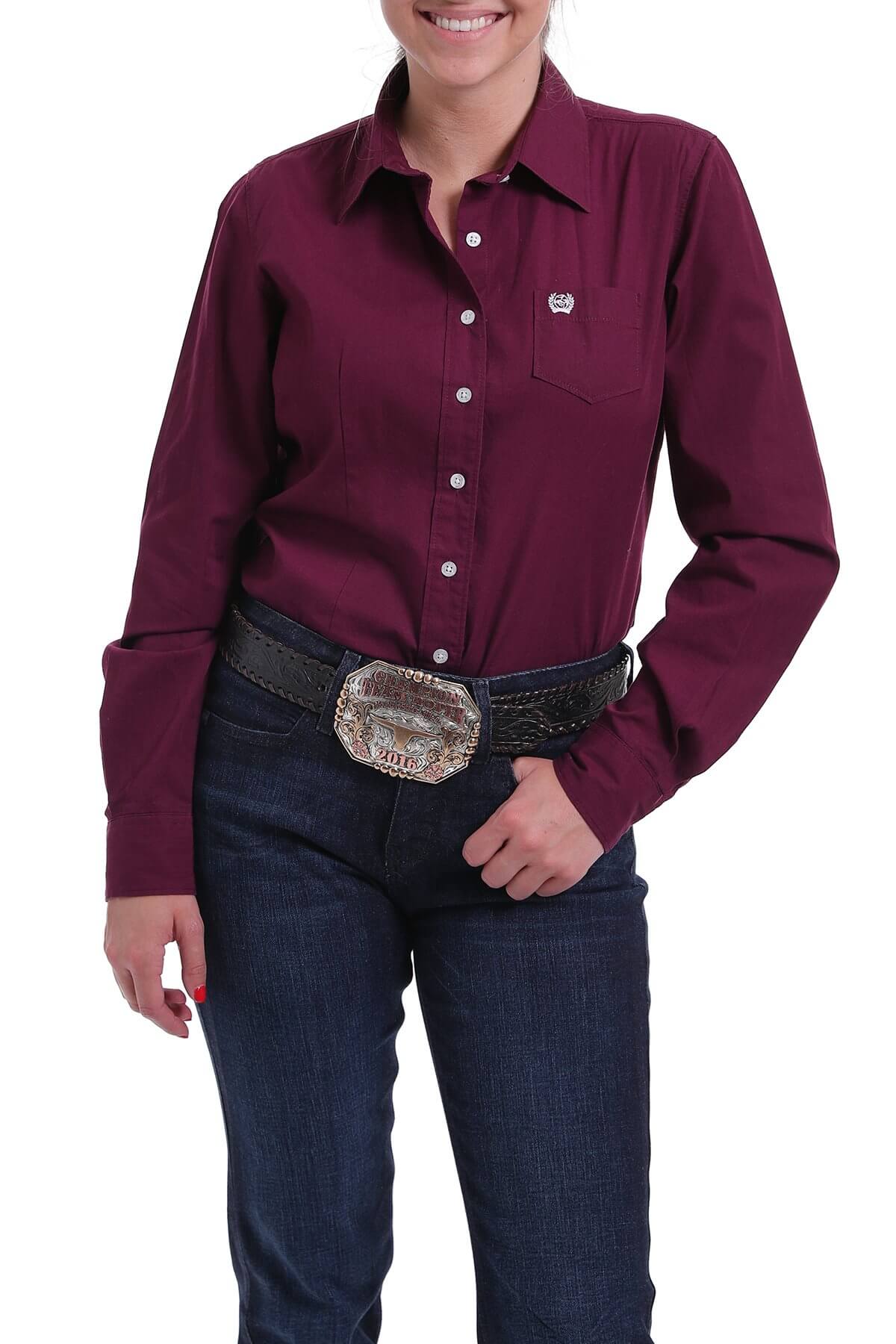 Women's Cinch Burgundy Solid Shirt MSW9164030