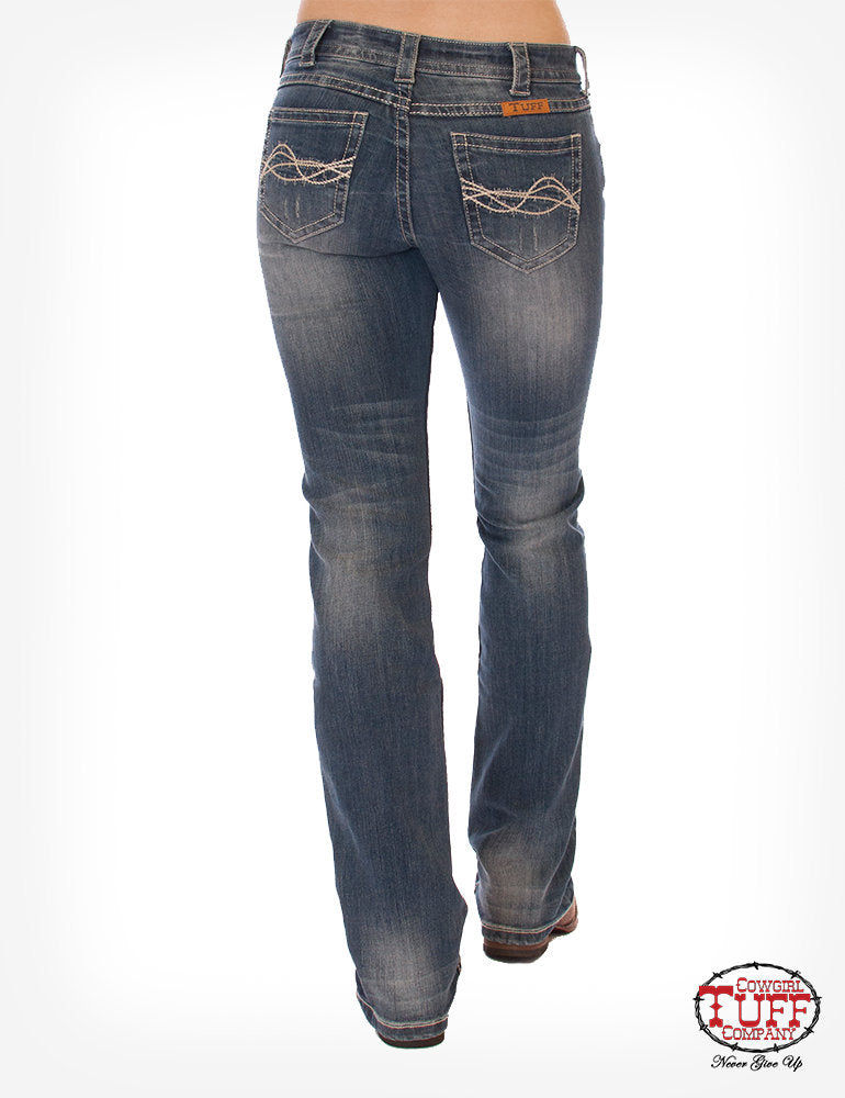 Load image into Gallery viewer, Women&amp;#39;s Cowgirl Tuff Ride Fearless Bootcut Jeans- Natural Waist
