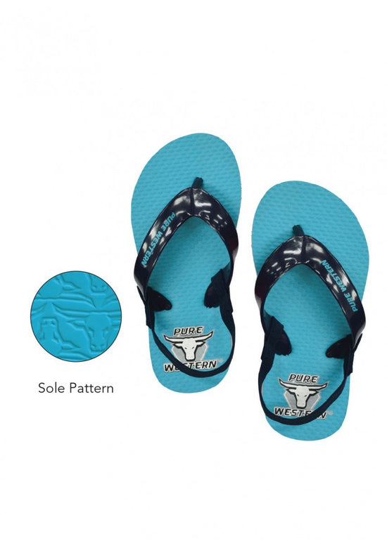 Load image into Gallery viewer, Kid&amp;#39;s Pure Western Cody Toddler Boy&amp;#39;s Thongs - Blue
